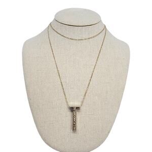 Dallas and Carlos Letter T Initial Pendant Necklace Gold Figaro Chain Cross 3D